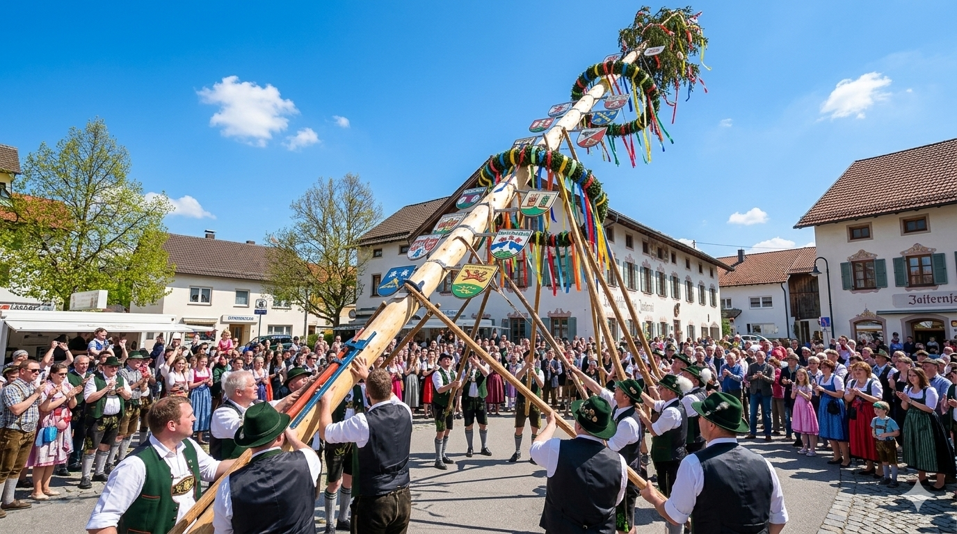 Maibaum-Aufstellen mit der KG Pennebröder
